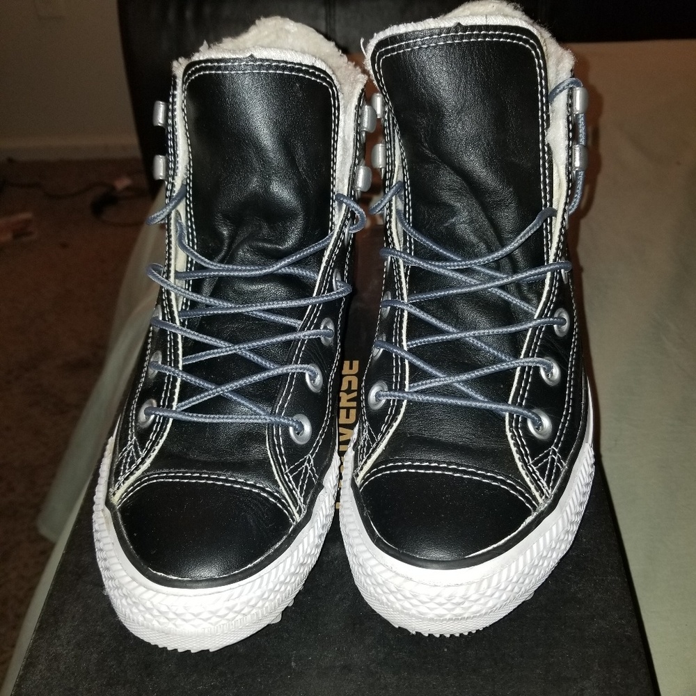 Fur lined Converse with ripple sole